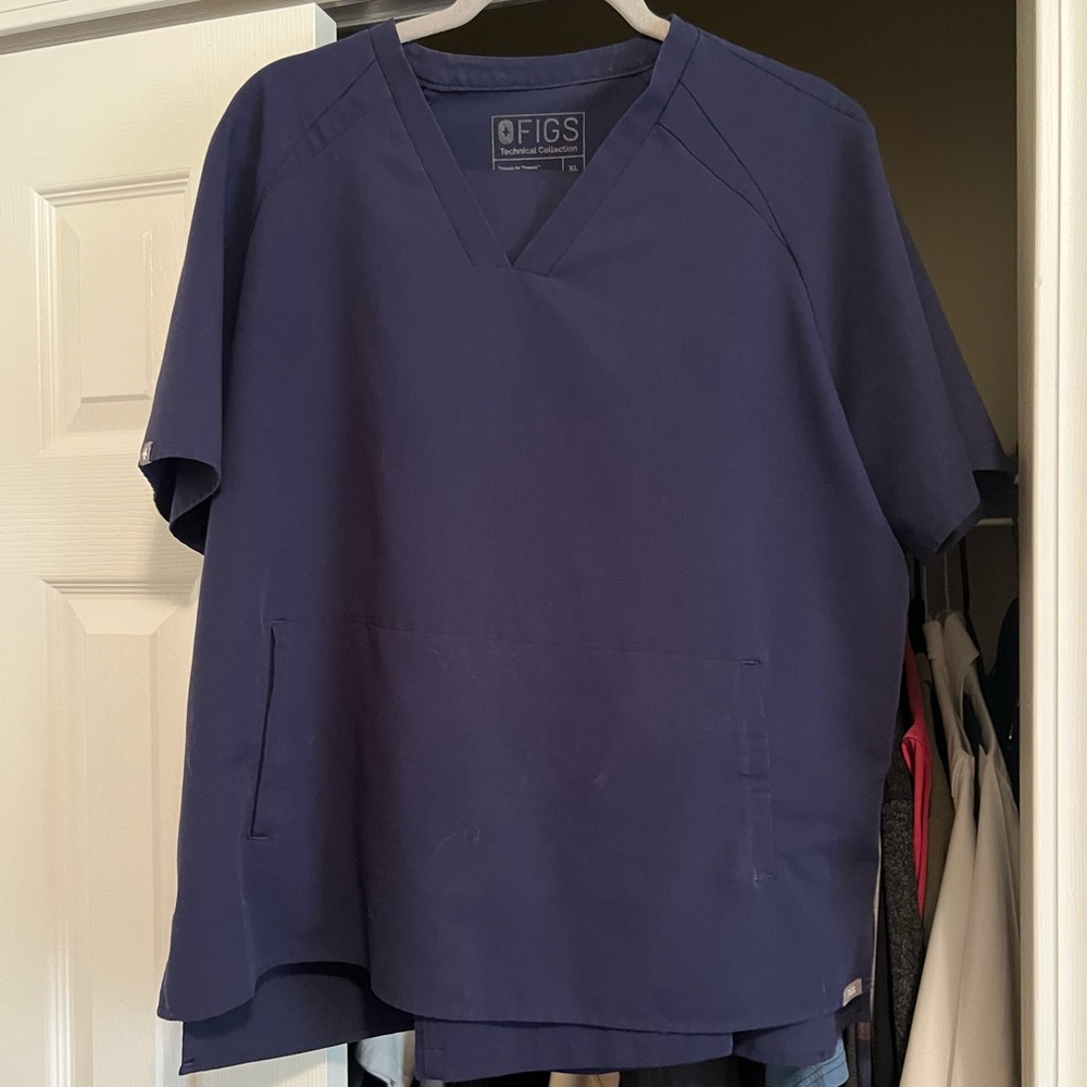 Figs Women's Navy V-Neck Medical Scrub Top